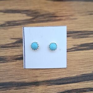 Earrings Native American Sterling Silver Petite Turquoise Stud Earrings